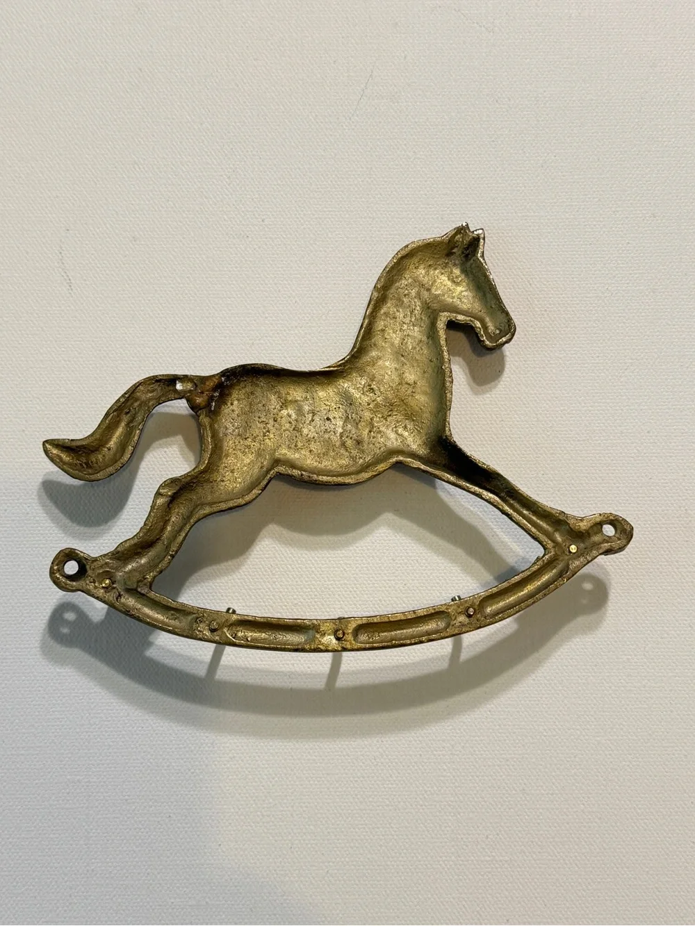 Vintage Rocking Horse Solid Brass Wall 5-Hook Valet Key Ring